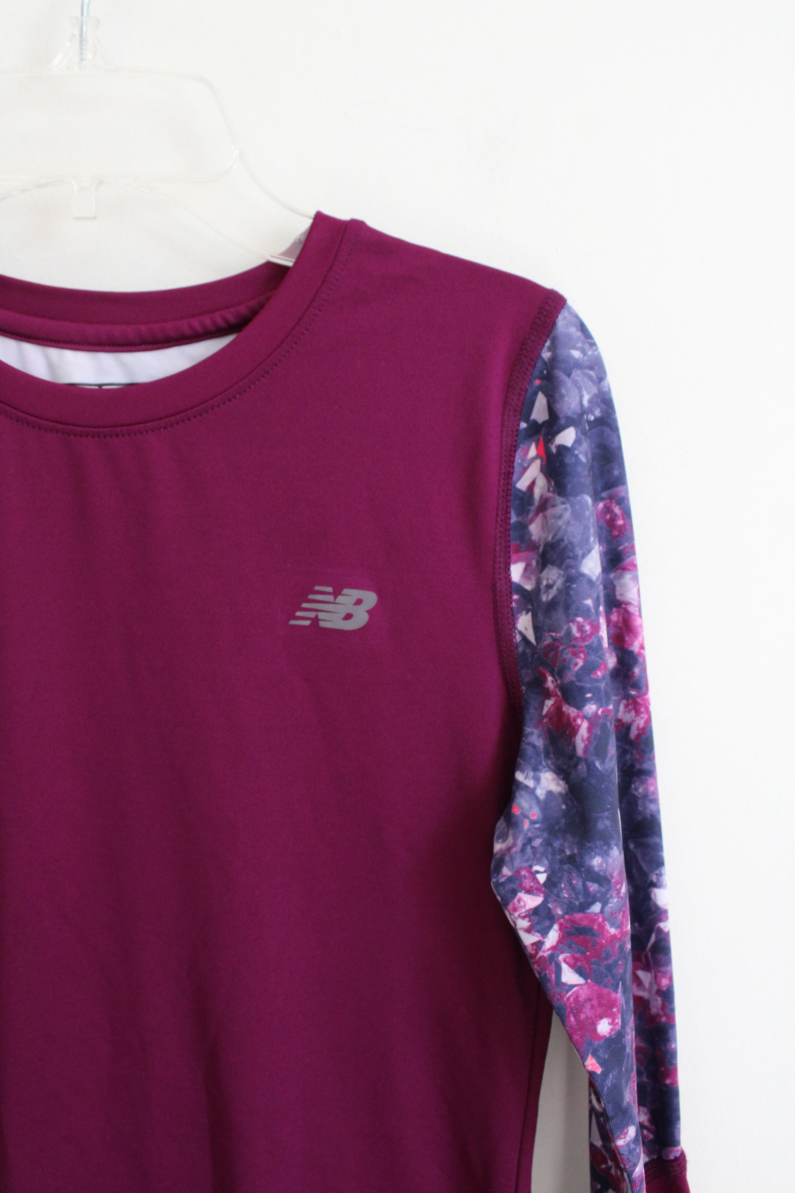 New Balance Purple Patterned Long Sleeved Athletic Shirt | Youth L (14)