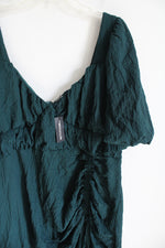 NEW Pretty Little Thing Evergreen Puff Sleeve Side Slit Midi Dress | 24