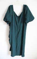 NEW Pretty Little Thing Evergreen Puff Sleeve Side Slit Midi Dress | 24