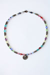 Colorful Crystal Beaded Sterling Silver Love Pendant Necklace
