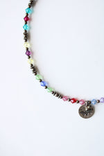 Colorful Crystal Beaded Sterling Silver Love Pendant Necklace