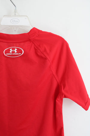 Under Armour Red Blue Star Mesh Back Fitted Athletic Shirt | Youth M (10/12)