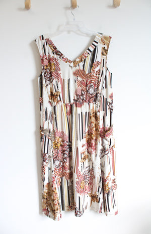 Attitudes White Pink Yellow Floral Dress | M