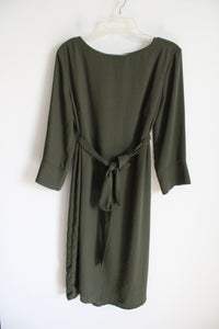 The Main Street Exchange Olive Green Long Sleeved Belted Dress | L