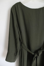 The Main Street Exchange Olive Green Long Sleeved Belted Dress | L
