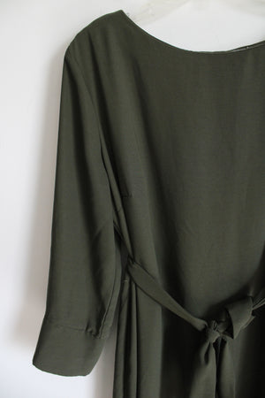 The Main Street Exchange Olive Green Long Sleeved Belted Dress | L