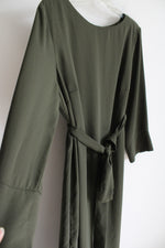 The Main Street Exchange Olive Green Long Sleeved Belted Dress | L