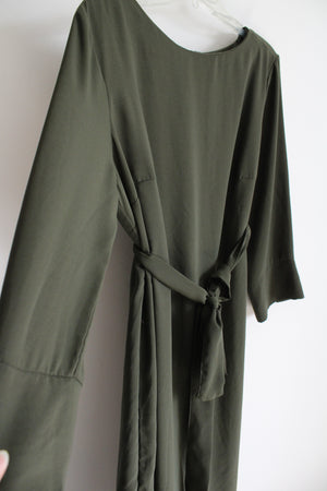 The Main Street Exchange Olive Green Long Sleeved Belted Dress | L