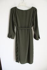 The Main Street Exchange Olive Green Long Sleeved Belted Dress | L