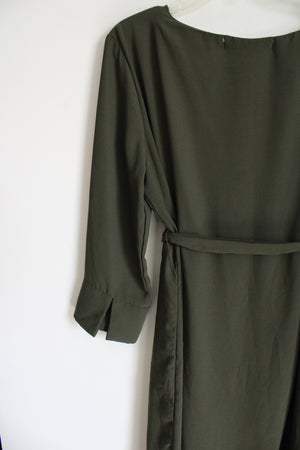 The Main Street Exchange Olive Green Long Sleeved Belted Dress | L