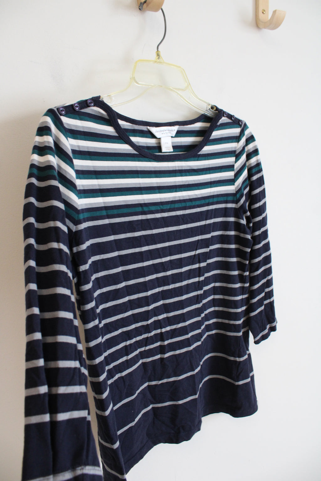 Christopher & Banks Blue & Gray Striped Top | M Petite