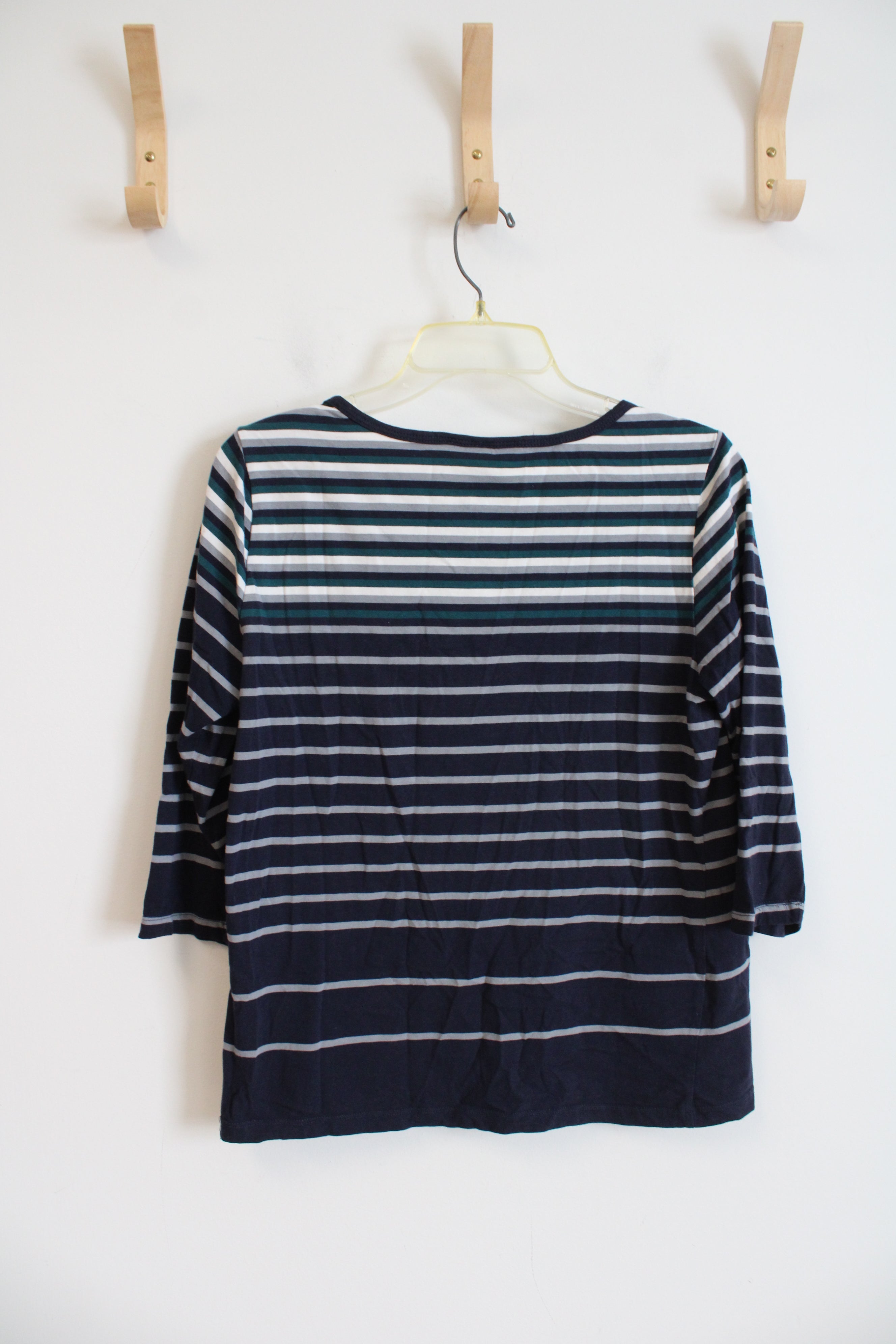 Christopher & Banks Blue & Gray Striped Top | M Petite