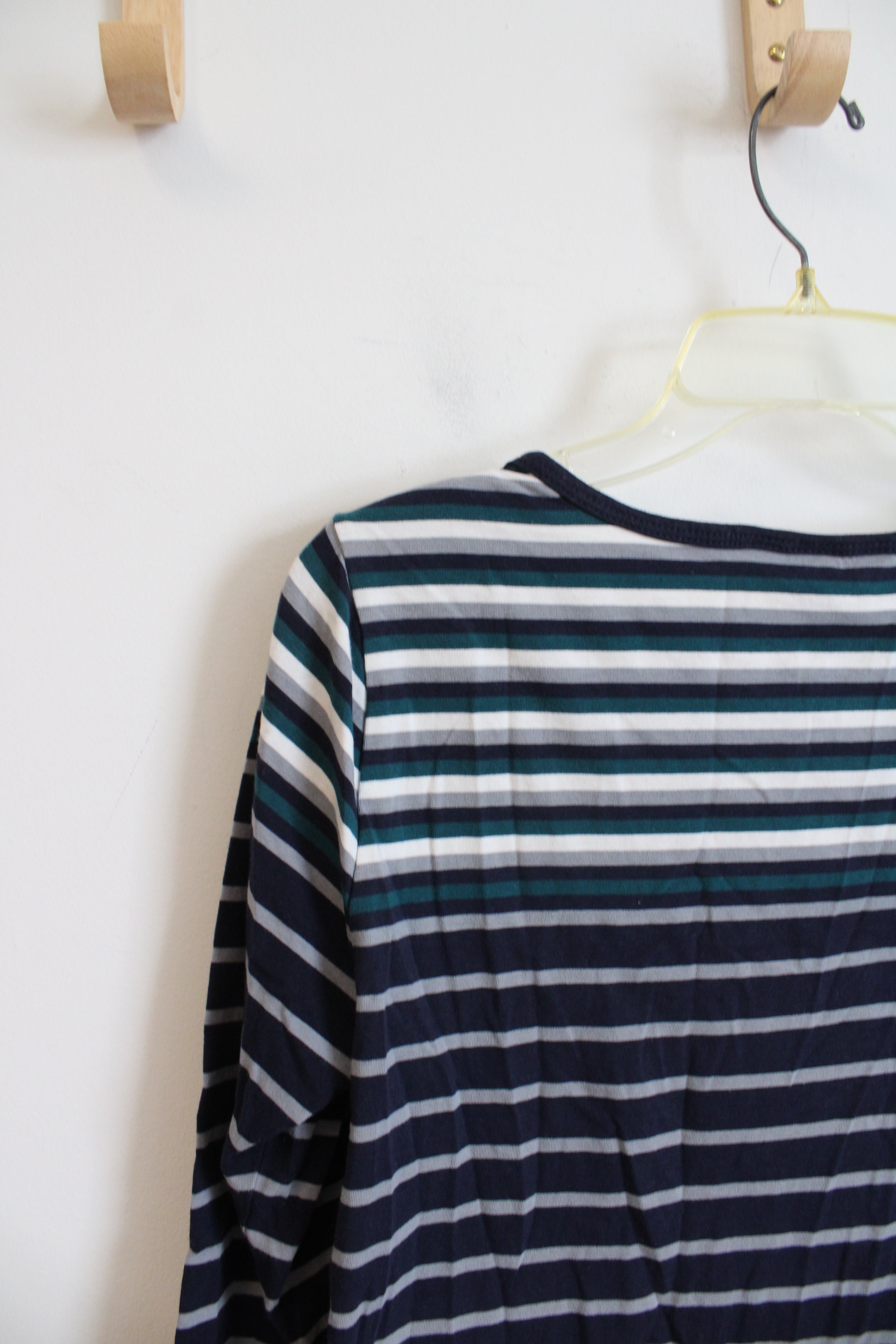 Christopher & Banks Blue & Gray Striped Top | M Petite