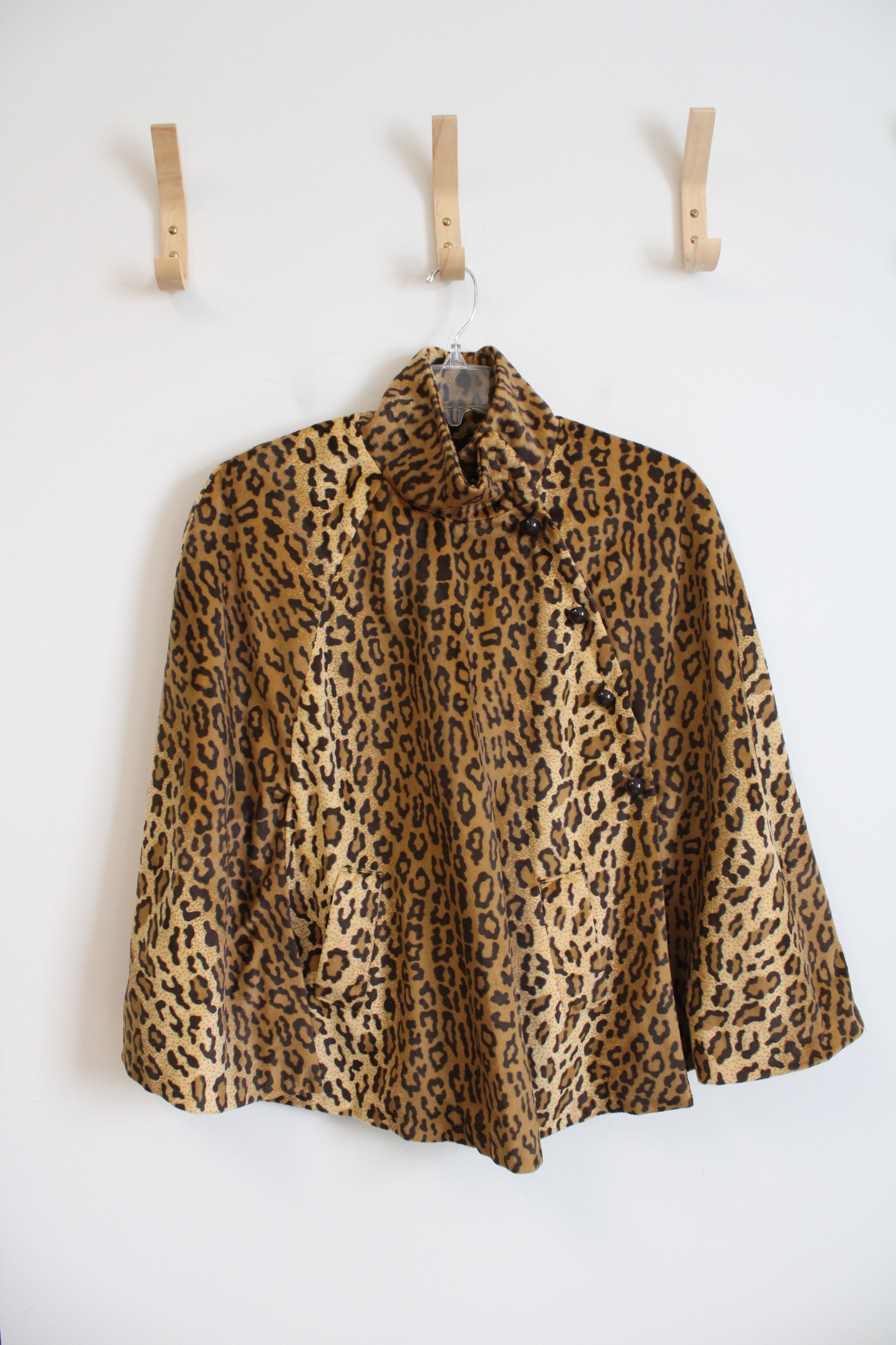 WDNY Brown Leopard Print Soft Poncho | S/M