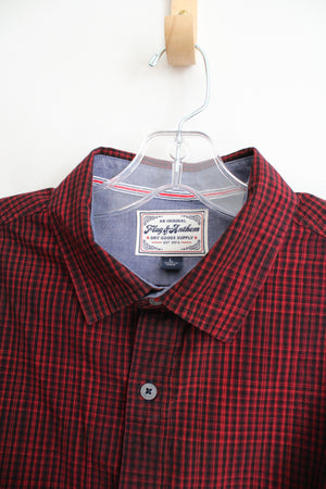 Flag & Anthem Red Black Plaid Button Down Shirt | L