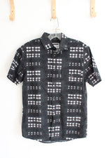 Express Slim Fit Black & Gray Patterned Button Down Shirt | XS