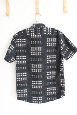 Express Slim Fit Black & Gray Patterned Button Down Shirt | XS