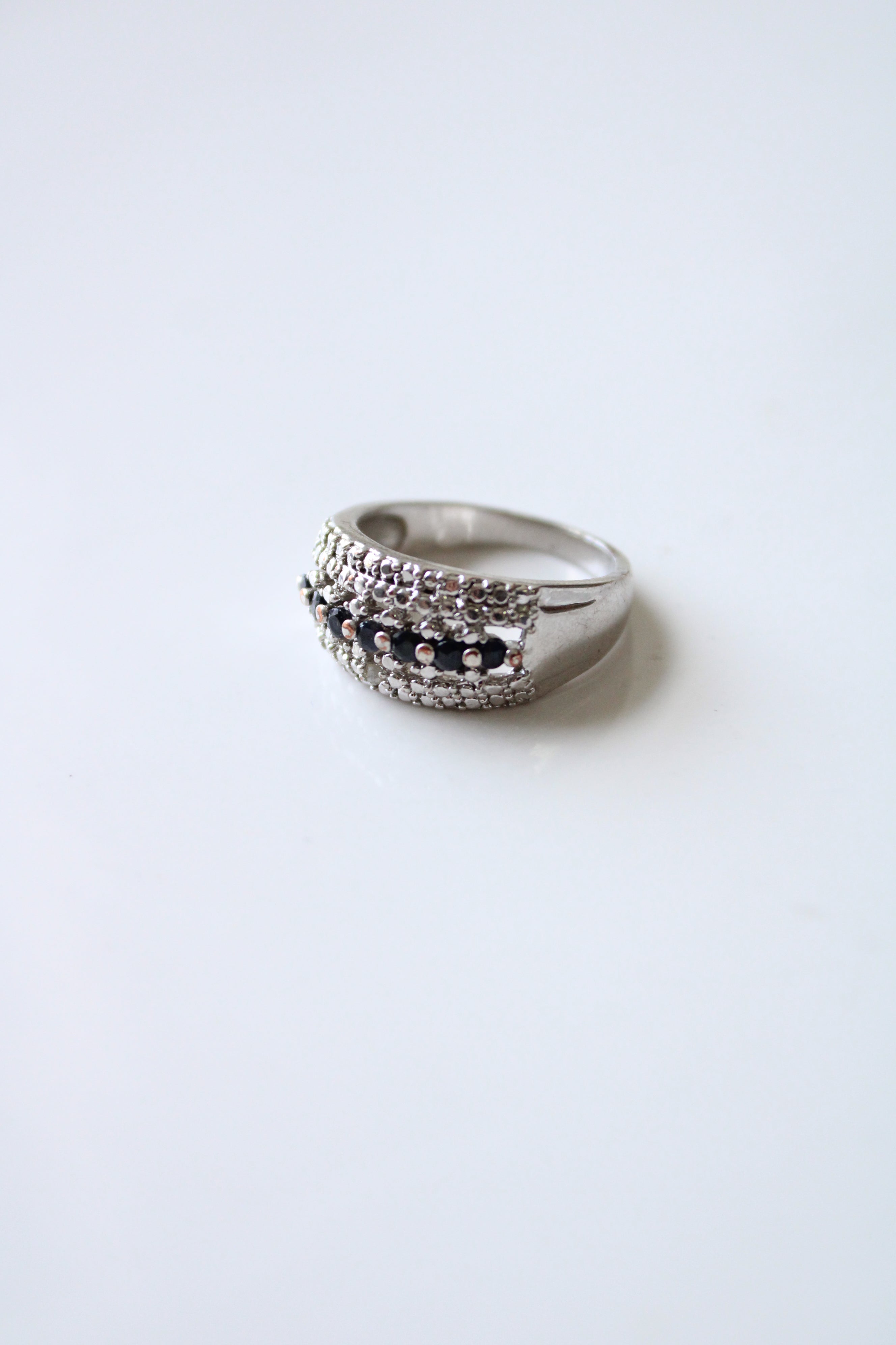 Black Stone Silver Ring | Size 7