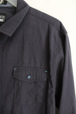 Eighth Avenue Dark Navy Blue Textured Button Down Shirt | L