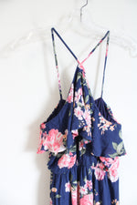 Miami Blue and Pink Floral Spaghetti Strap Dress | XS