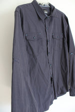 Eighth Avenue Dark Navy Blue Textured Button Down Shirt | L