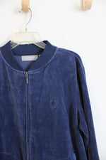 Liz Claiborne Blue Velour Zip Up Jacket | 1X