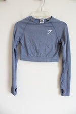 Gymshark Vital Seamless 2.0 Blue Cropped Long Sleeved Shirt | XS