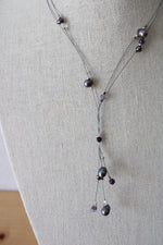 Purple Genuine Pearl Beaded Wire Necklace