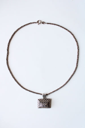Woven Silver Pendant & Sterling Silver Snake Chain Necklace