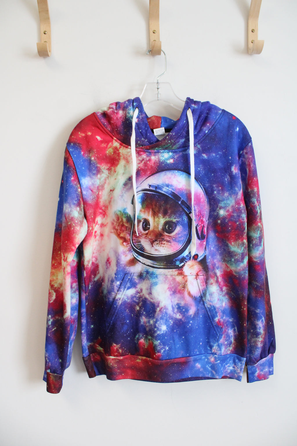 Multi-Colored Galaxy Astronaut Cat Hoodie | S