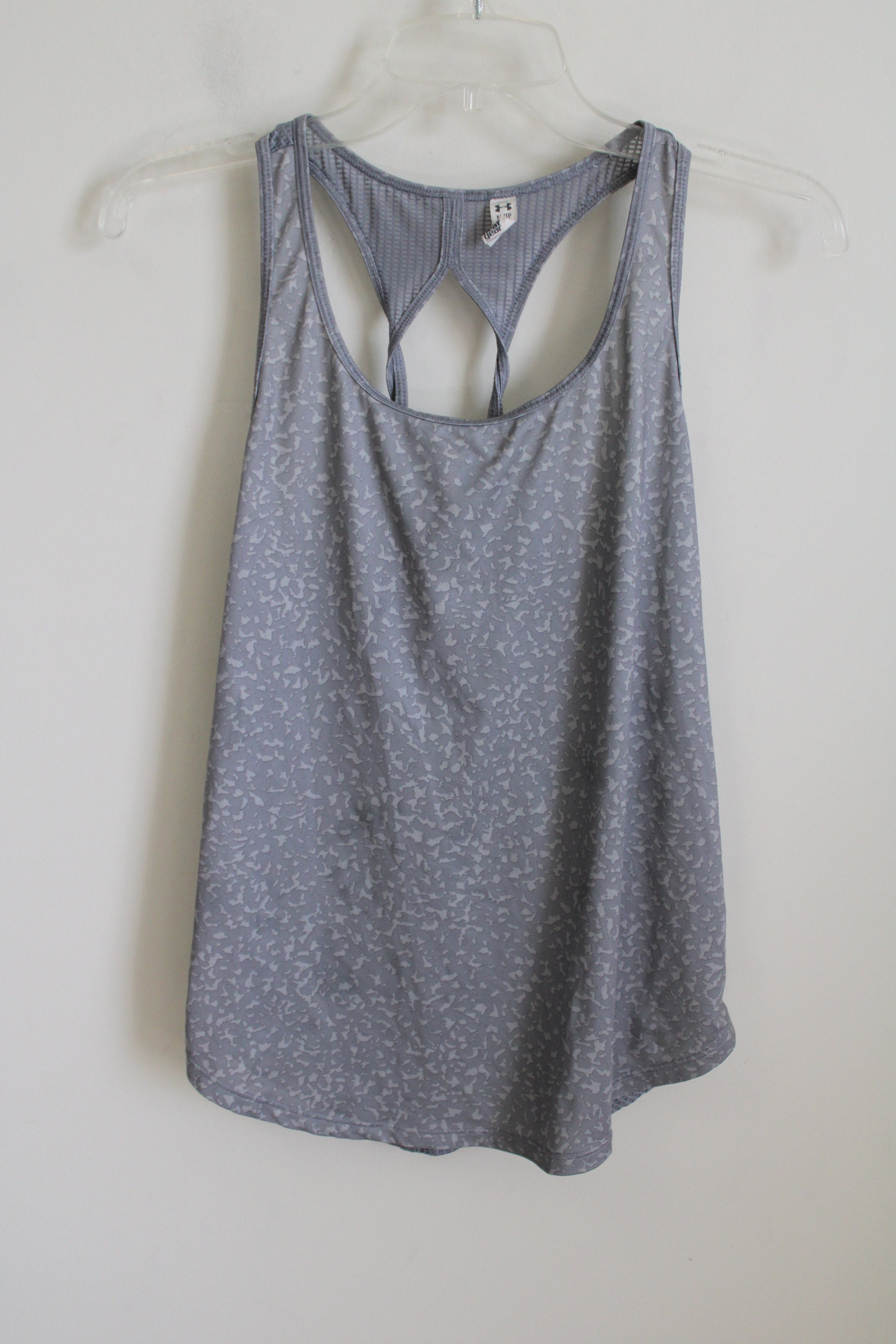 Under Armour Fitted HeatGear Gray Patterned Tank | XS