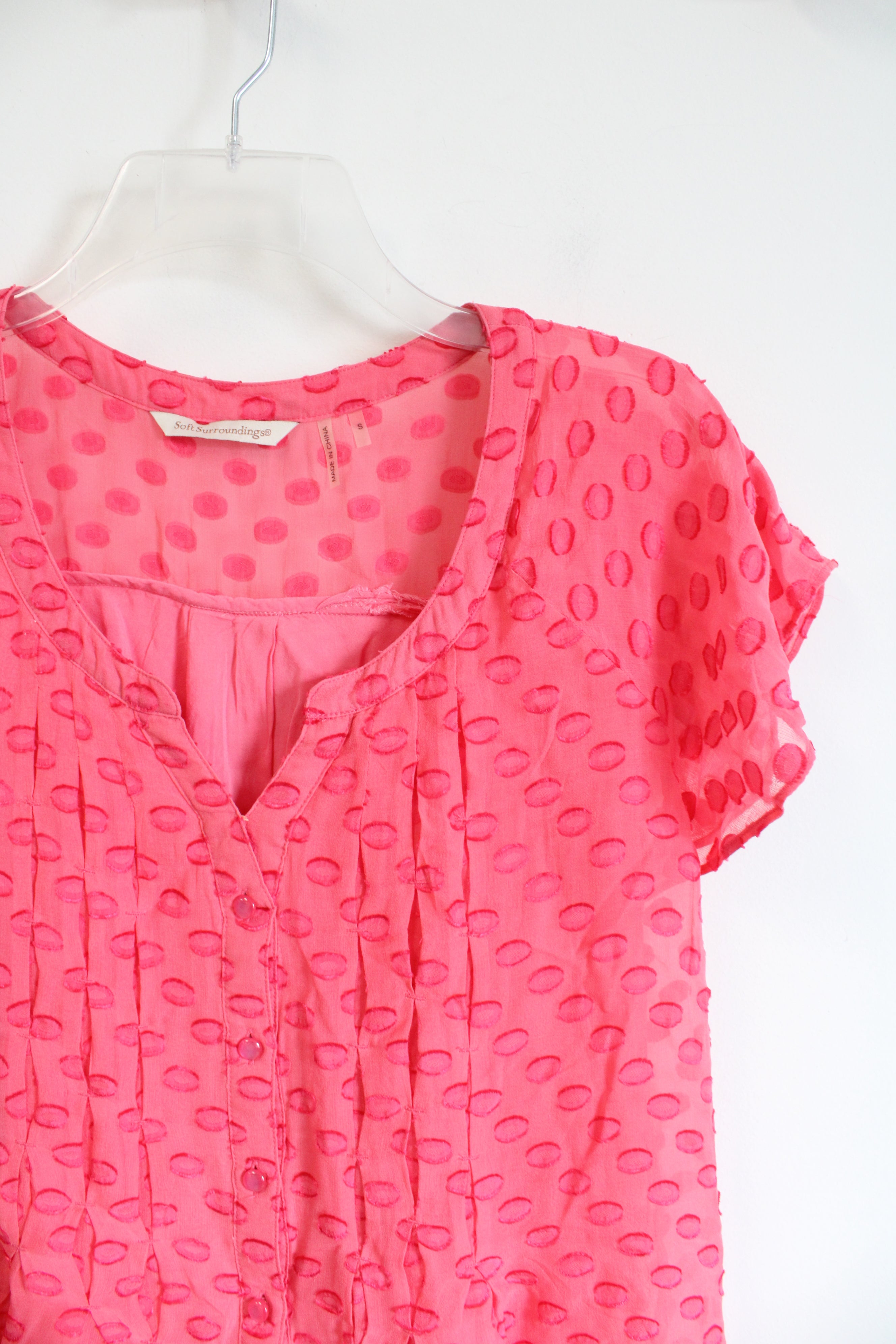 Soft Surroundings Pink Textured Short Sleeved Blouse | S