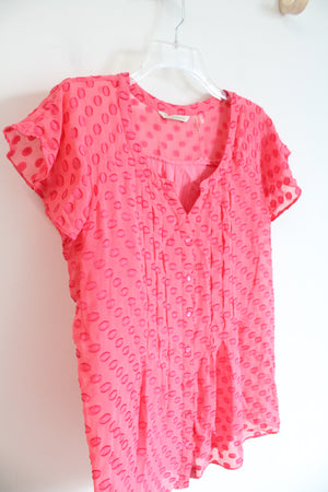 Soft Surroundings Pink Textured Short Sleeved Blouse | S