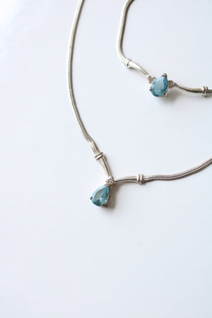 Blue Topaz Silver Necklace & Bracelet
