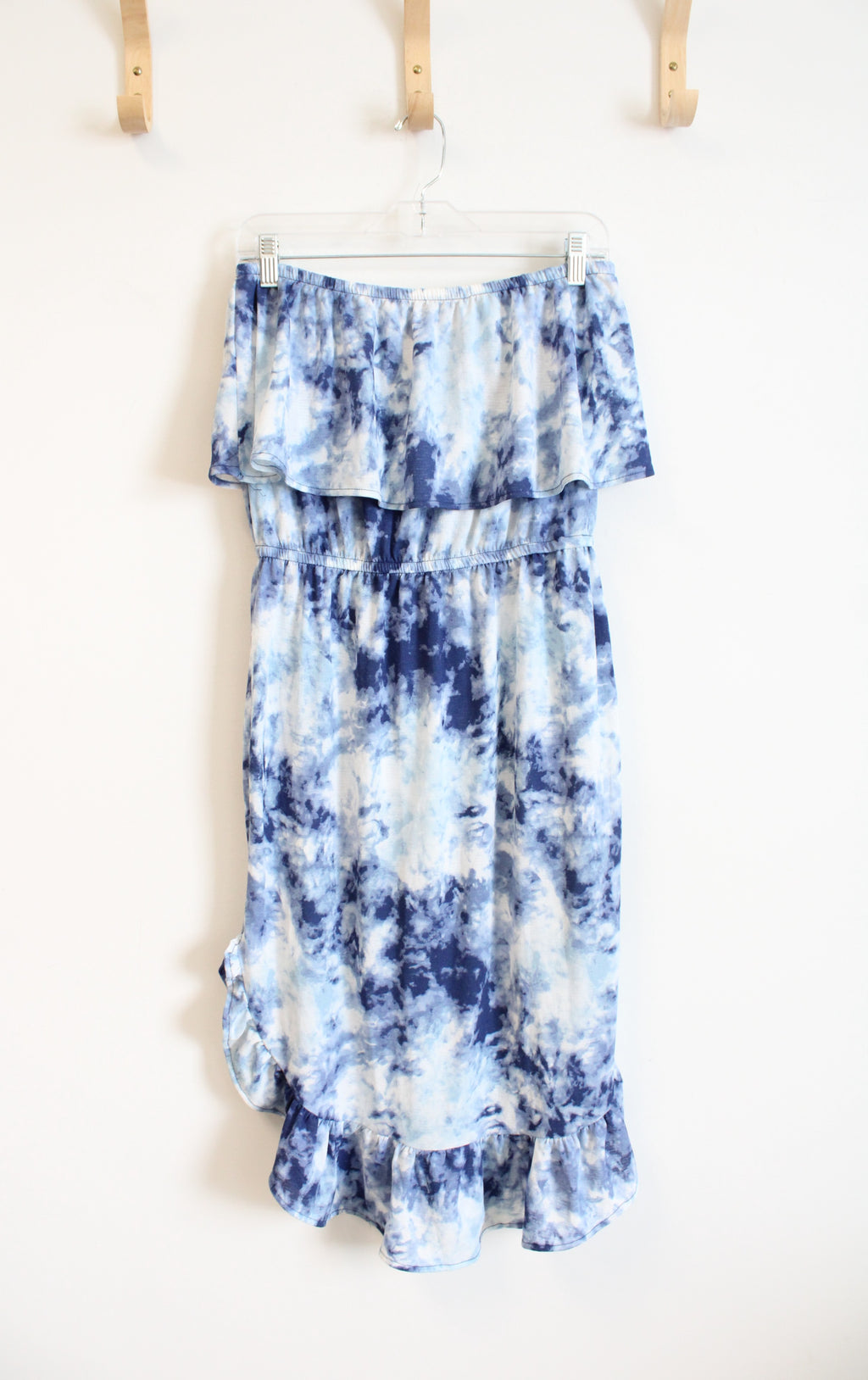 NEW Full Circle Trends By Francesca's Blue & White Tie-Dyed Strapless Dress | M