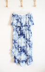 NEW Full Circle Trends By Francesca's Blue & White Tie-Dyed Strapless Dress | M