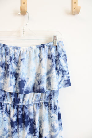 NEW Full Circle Trends By Francesca's Blue & White Tie-Dyed Strapless Dress | M