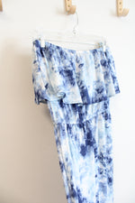 NEW Full Circle Trends By Francesca's Blue & White Tie-Dyed Strapless Dress | M