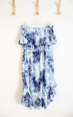 NEW Full Circle Trends By Francesca's Blue & White Tie-Dyed Strapless Dress | M