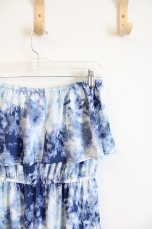 NEW Full Circle Trends By Francesca's Blue & White Tie-Dyed Strapless Dress | M