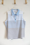 Chico's Blue Striped Sleeveless Zenergy Top | 1 (M)