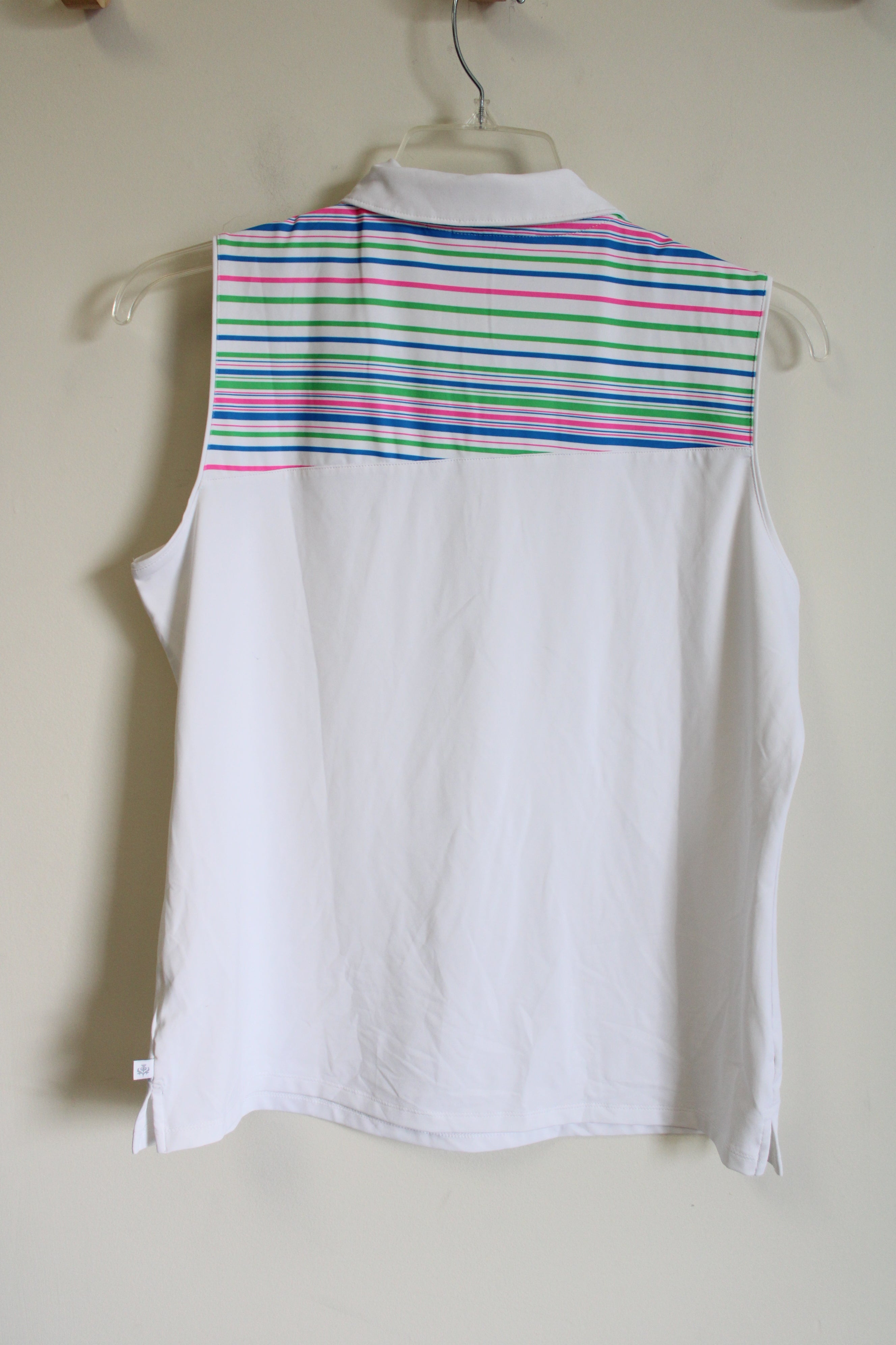 Lady Hagen White Striped Polo Tank | L