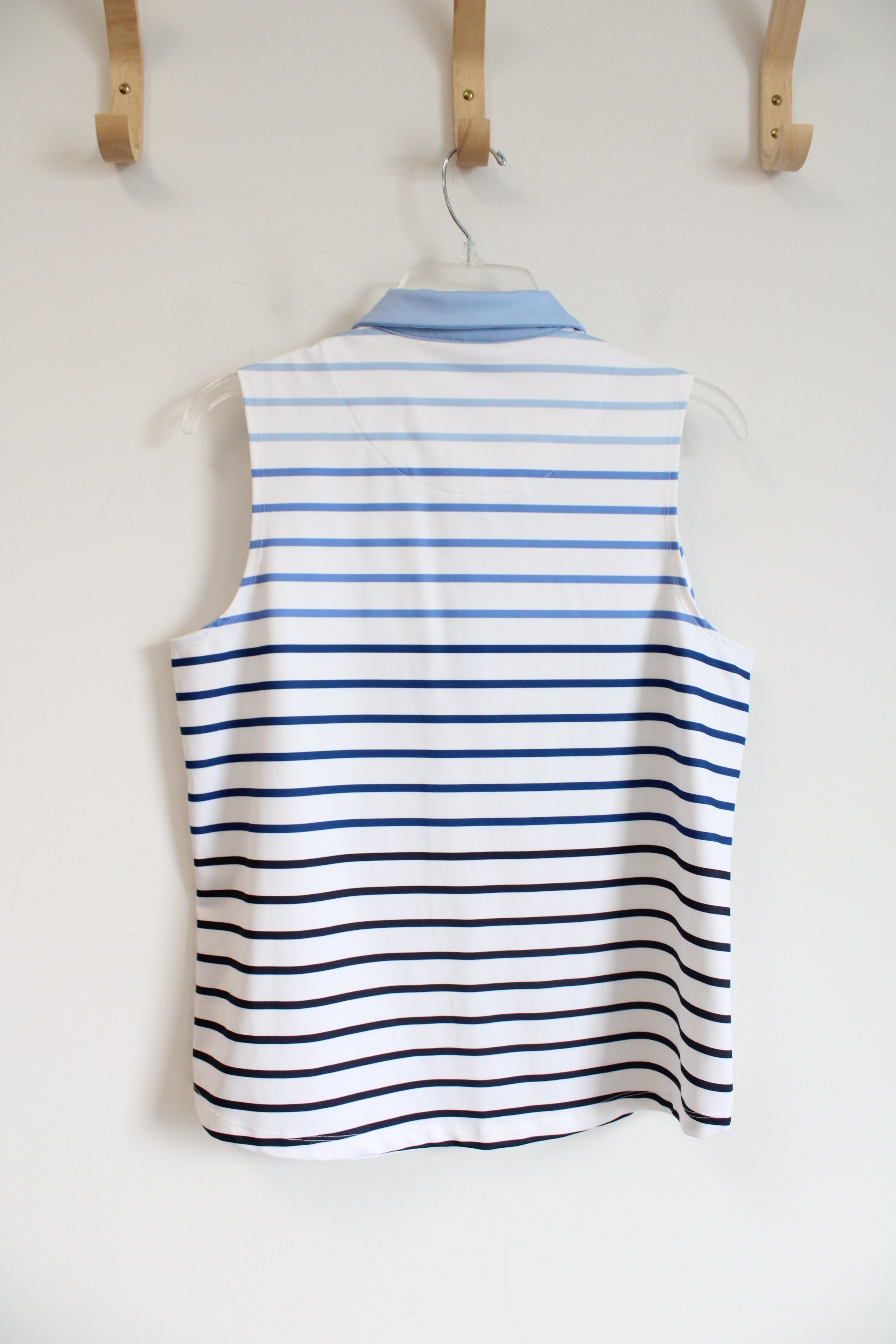 Chico's Blue Striped Sleeveless Zenergy Top | 1 (M)