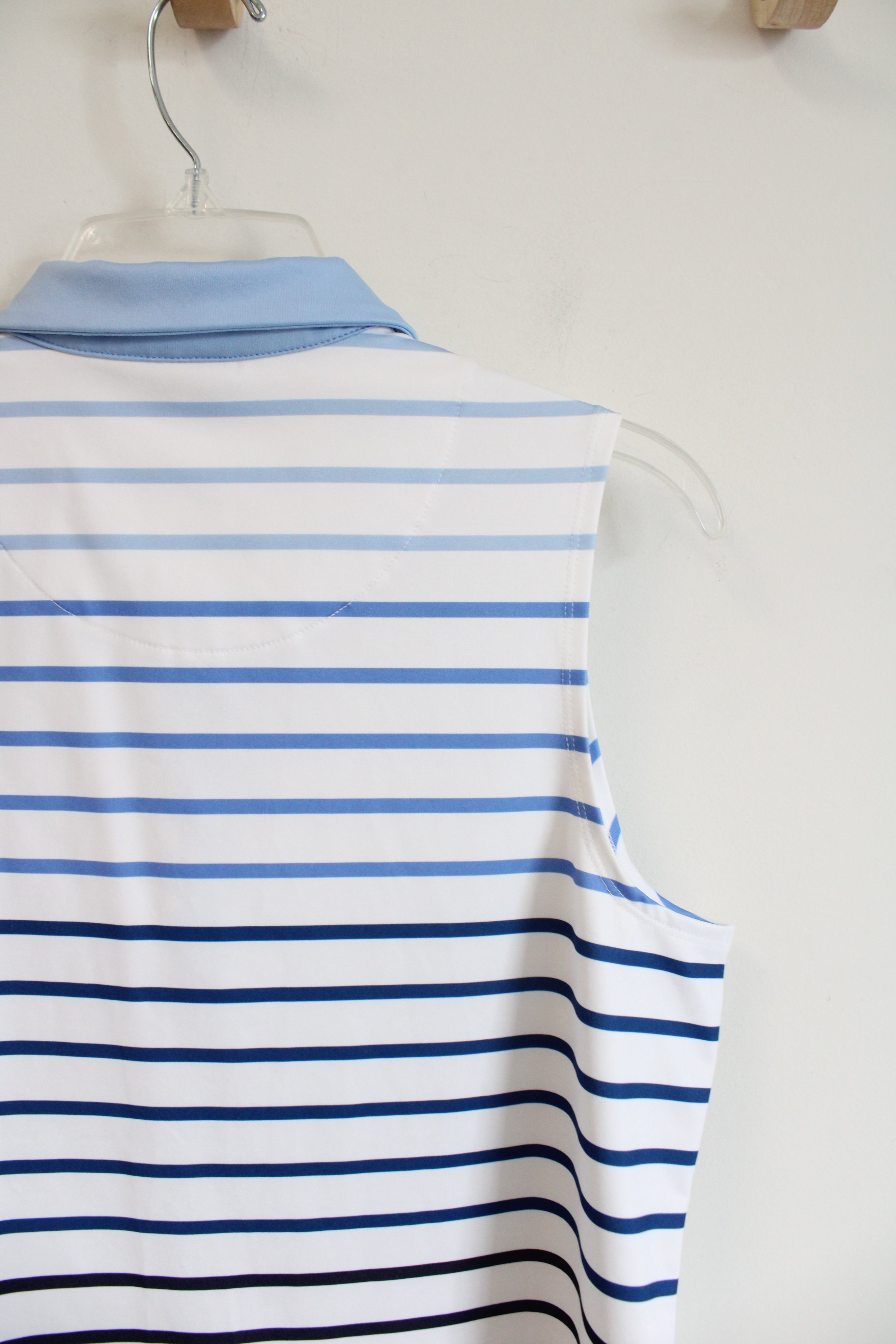 Chico's Blue Striped Sleeveless Zenergy Top | 1 (M)