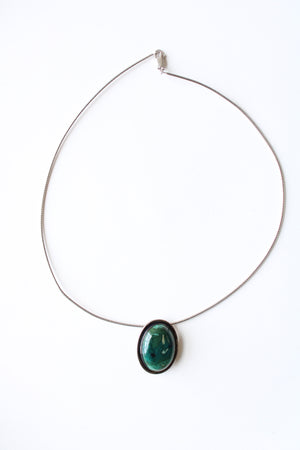 Sterling Silver Oval Emerald Pendant & Chain