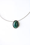 Sterling Silver Oval Emerald Pendant & Chain