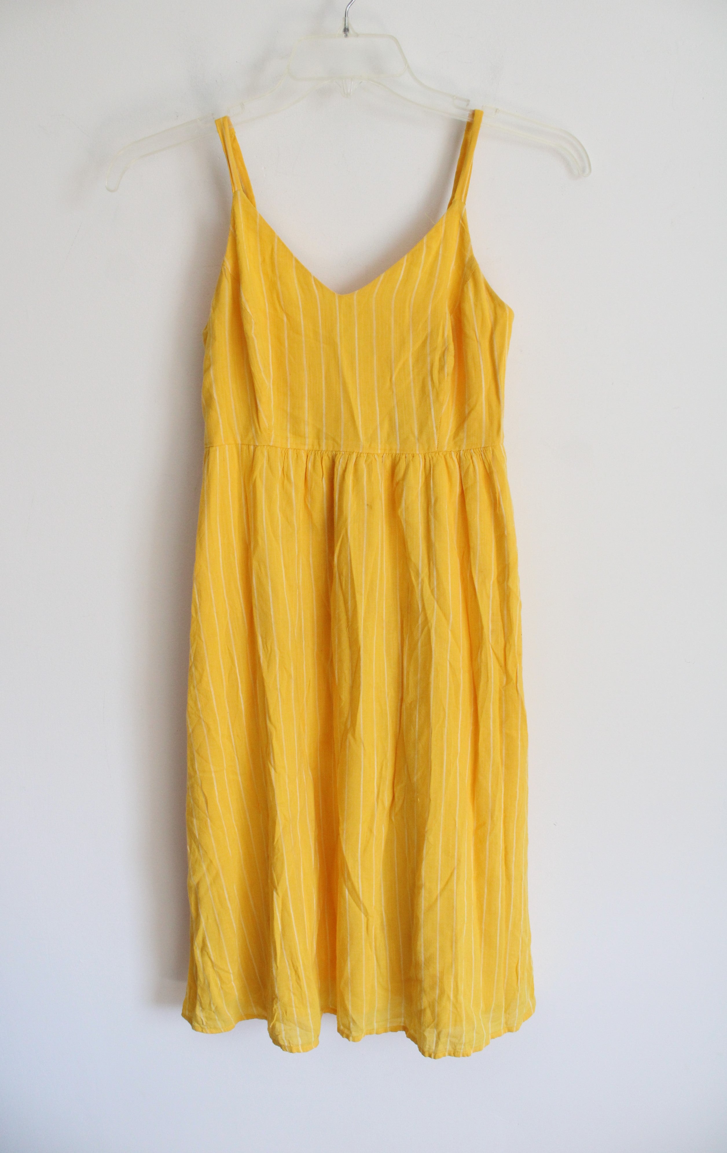 Old Navy Cami Yellow White Striped Dress XS Petite Jubilee Thrift