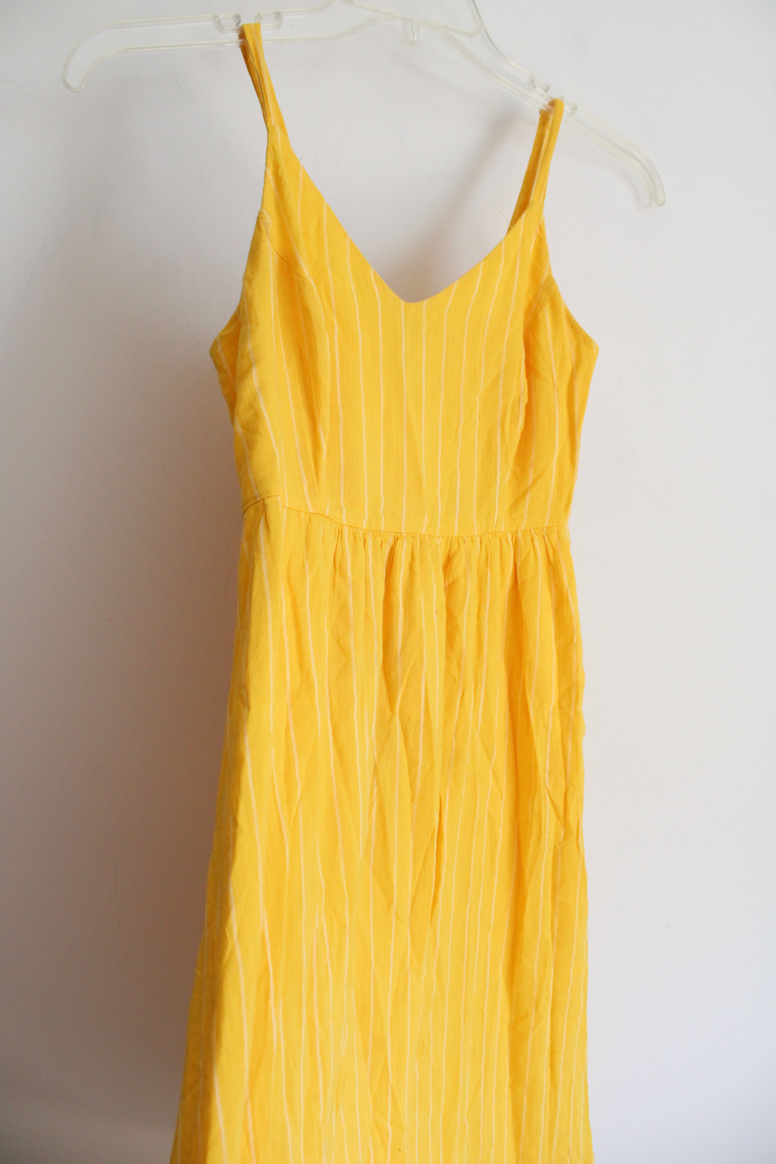 Old Navy Cami Yellow White Striped Dress | XS Petite