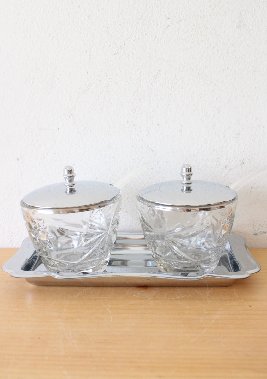 Irvinware Lidded Glass Jelly Jar Set & Tray