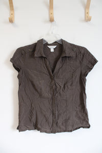 Christopher & Banks Olive Button Up Blouse | PL